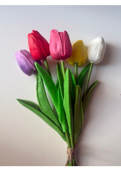 🌷 Renkli Yapay Lale Buketi – Solmayan Güzellik! fiyatları