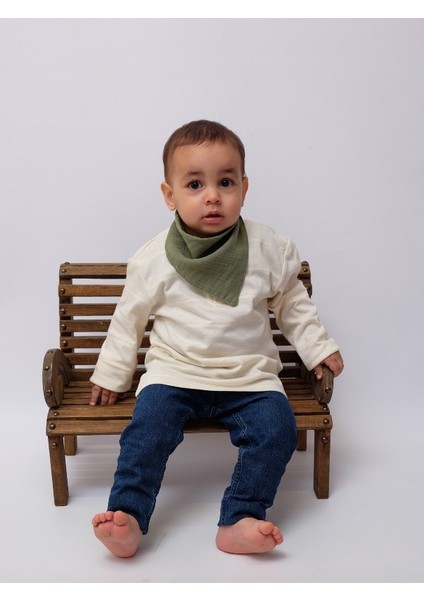 3'lü Müslin Çift Çıtçıtlı %100 Pamuk Bebek Mama / Salya Önlüğü Yeşil, Camel, Beyaz Renk fırsatları