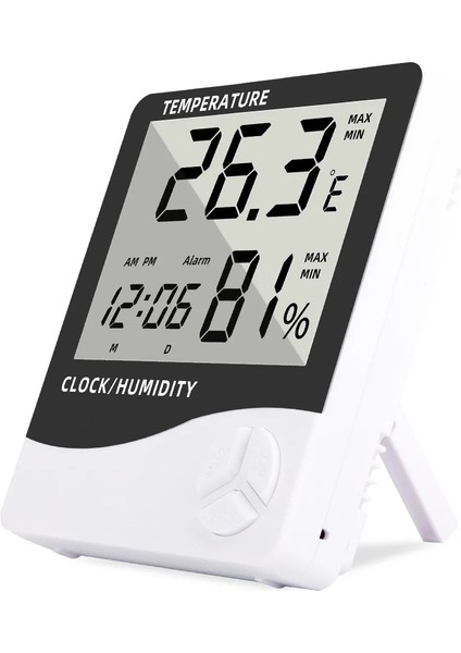 Dijital Sıcaklık Nem Ölçer Elektronik LCD Kapalı Açık Termometre Higrometre Hava Durumlu Saat Higrometre Hava Istasyonu Masaüstü Duvar Saati