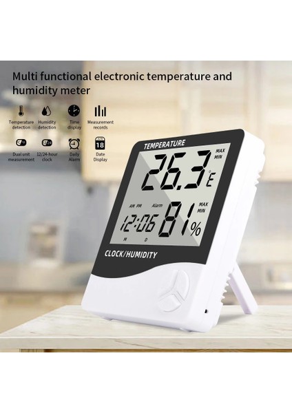 Dijital Sıcaklık Nem Ölçer Elektronik LCD Kapalı Açık Termometre Higrometre Hava Durumlu Saat Higrometre Hava Istasyonu Masaüstü Duvar Saati modelleri