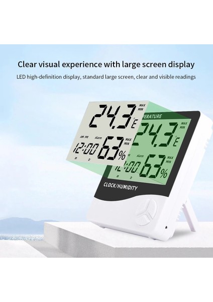 Dijital Sıcaklık Nem Ölçer Elektronik LCD Kapalı Açık Termometre Higrometre Hava Durumlu Saat Higrometre Hava Istasyonu Masaüstü Duvar Saati indirimleri