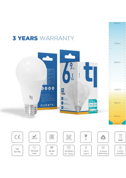 Redeem A60A E27 LED Ampul, Titreşimsiz, Göz Konforu, Tekli, Sıcak Beyaz, 2700 Kelvin fırsatları