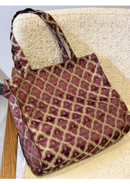 Bordo Motif Desenli Plaj Çantası modelleri