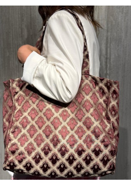 Bordo Motif Desenli Plaj Çantası indirimleri