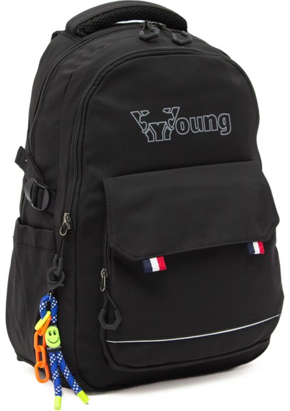 Young 51585 Black Siyah Unisex Çok Cepli Anahtarlık Aksesuarlı Suya Dayanıklı Sırt Çantası fiyatları