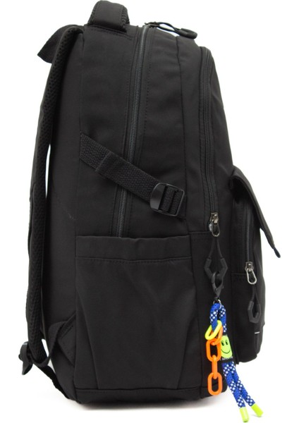 Young 51585 Black Siyah Unisex Çok Cepli Anahtarlık Aksesuarlı Suya Dayanıklı Sırt Çantası modelleri