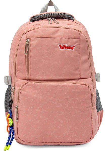 Young 51583 Pink Pembe Unisex Çok Cepli Anahtarlık Aksesuarlı Suya Dayanıklı Kapaklı Sırt Çantası