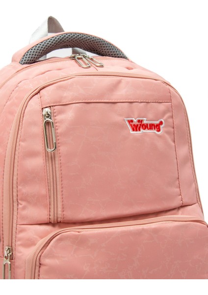 Young 51583 Pink Pembe Unisex Çok Cepli Anahtarlık Aksesuarlı Suya Dayanıklı Kapaklı Sırt Çantası