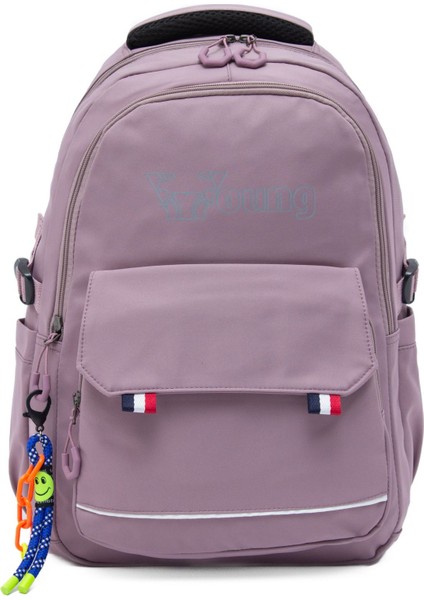 Young 51585 Purple Mor Unisex Çok Cepli Anahtarlık Aksesuarlı Suya Dayanıklı Sırt Çantası