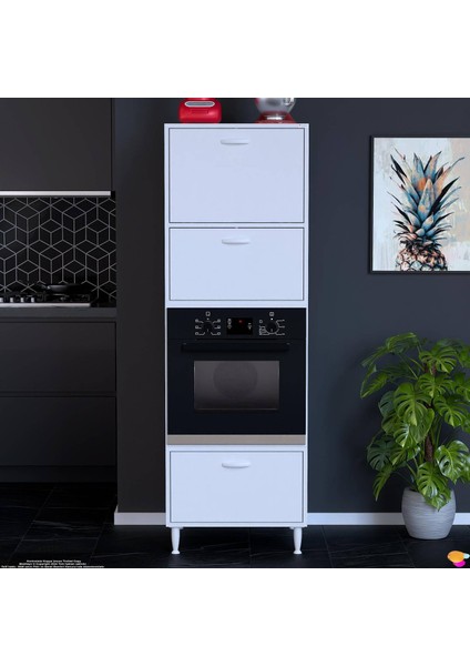 Qen (60X186X56 Cm) Boyutunda Ankastre Mutfak Kiler Dolabı - Geniş Hacimli ve Fonksiyonel