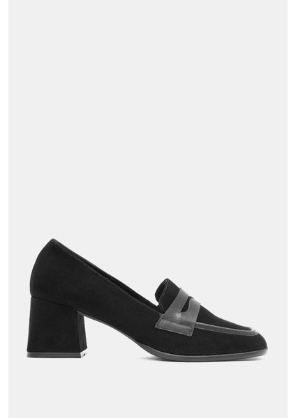 Erica Kadın Siyah Gerçek Süet Deri Topuklu Ayakkabı