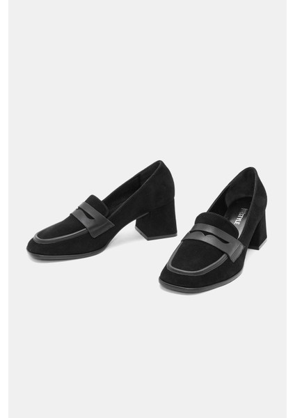 Erica Kadın Siyah Gerçek Süet Deri Topuklu Ayakkabı indirimleri