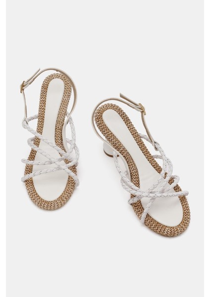 Butterfly Kadın Beyaz Kordonlu Topuklu Sandalet fırsatları