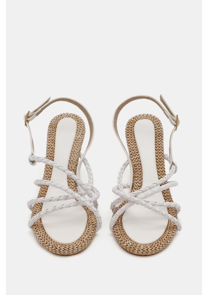 Butterfly Kadın Beyaz Kordonlu Topuklu Sandalet indirimleri