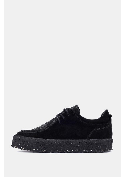 Paris Kadın Siyah Yılan Baskı Gerçek Süet Deri Sneaker