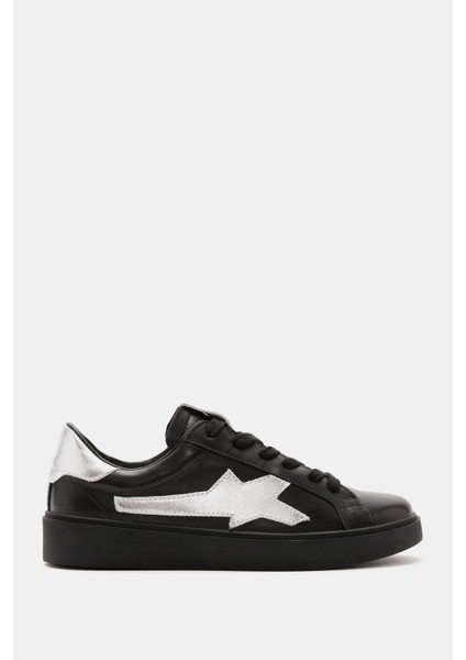 Louie Kadın Siyah Gerçek Deri Sneaker