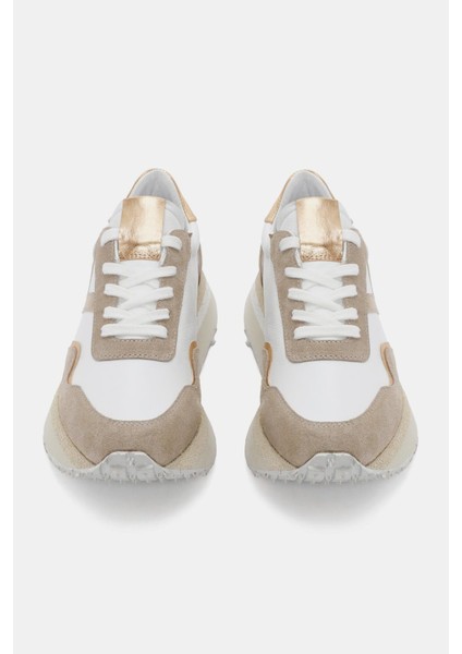 Lessa Kadın Beyaz Altın Gerçek Süet Deri Sneaker