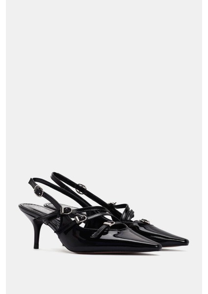 Berry Kadın Siyah Rugan Tokalı Topuklu Ayakkabı fiyatları