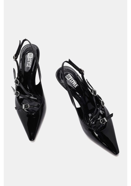 Berry Kadın Siyah Rugan Tokalı Topuklu Ayakkabı modelleri