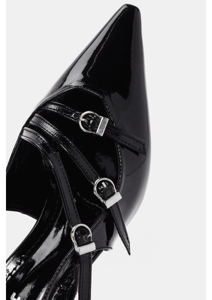 Berry Kadın Siyah Rugan Tokalı Topuklu Ayakkabı indirimleri