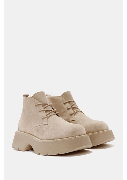 Aniva Kadın Bej Içi Kürklü Gerçek Süet Deri Kalın Tabanlı Bot indirimleri