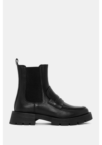 Crash Kadın Siyah Gerçek Deri Chelsea Bot