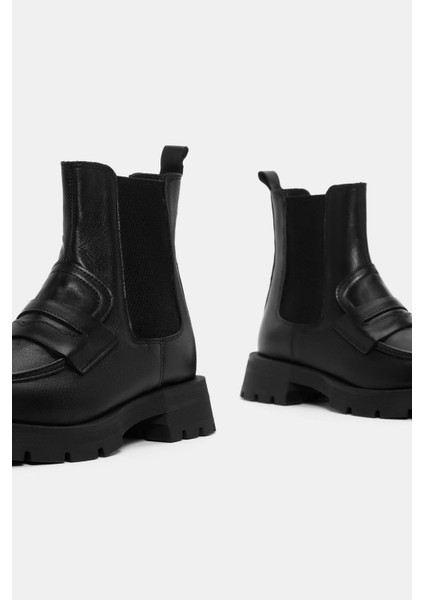 Crash Kadın Siyah Gerçek Deri Chelsea Bot indirimleri