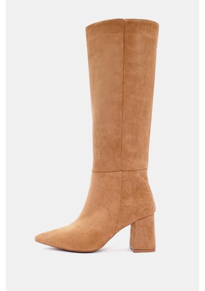 Lopez Kadın Camel Sivri Burun Kalın Topuklu Çizme fırsatları