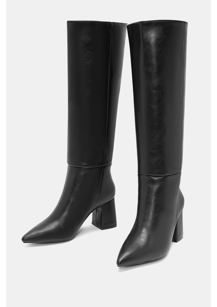 Lopez Kadın Siyah Sivri Burun Kalın Topuklu Çizme indirimleri