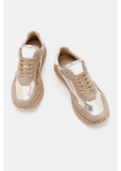 Jones Kadın Altın Gerçek Süet Deri Sneaker