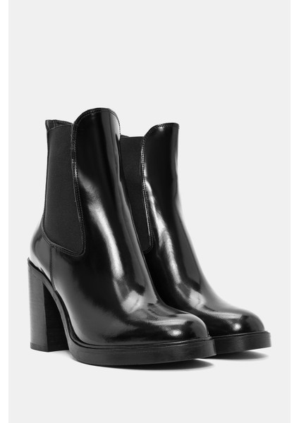 Beety Kadın Siyah Gerçek Deri Kalın Yüksek Topuklu Chelsea Bot fırsatları