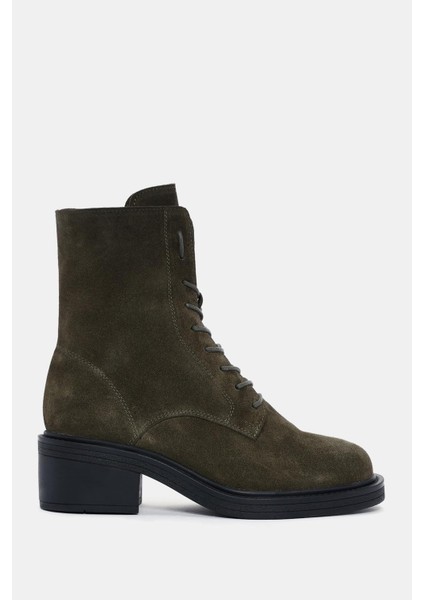 Archer Kadın Haki Gerçek Süet Deri Topuklu Postal Bot