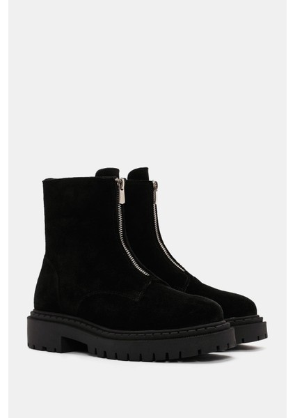 Ziva Kadın Siyah Süet Deri Fermuarlı Bot fiyatları