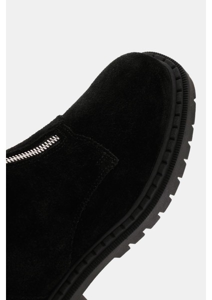 Ziva Kadın Siyah Süet Deri Fermuarlı Bot modelleri