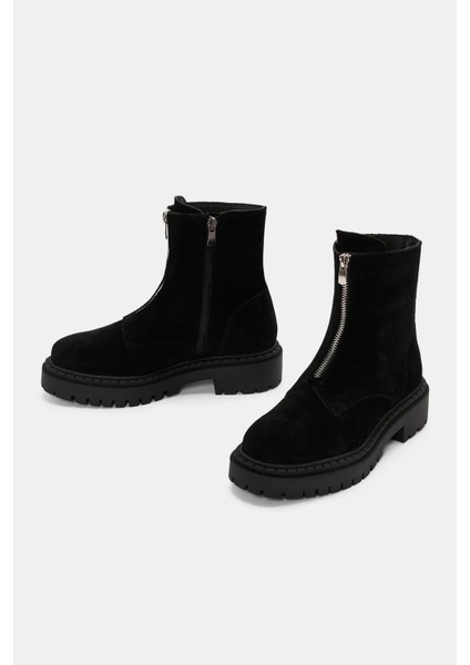 Ziva Kadın Siyah Süet Deri Fermuarlı Bot fırsatları