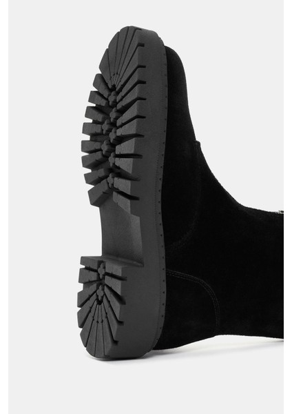 Ziva Kadın Siyah Süet Deri Fermuarlı Bot indirimleri