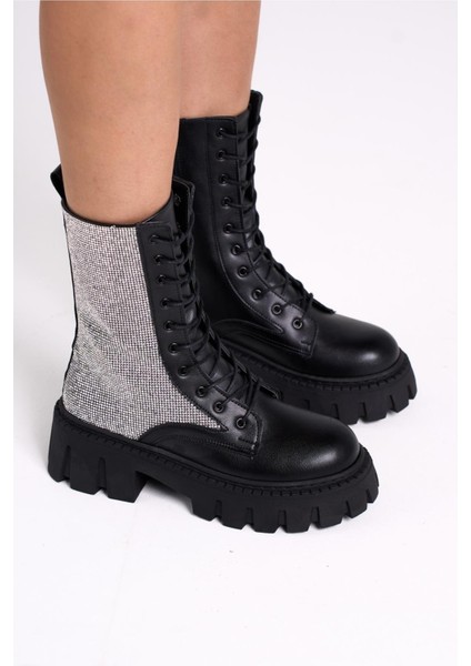 Bright Kadın Siyah Taşlı Postal Bot