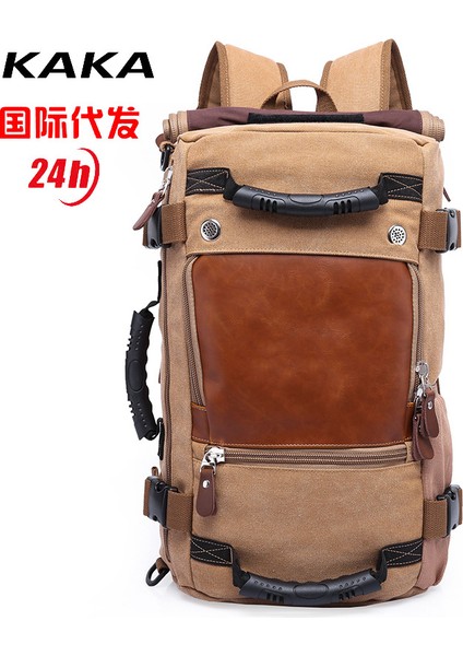 Arion KA0208 Retro Tarzı Kanvas ve Deri Sırt Çantası (Yurt Dışından)