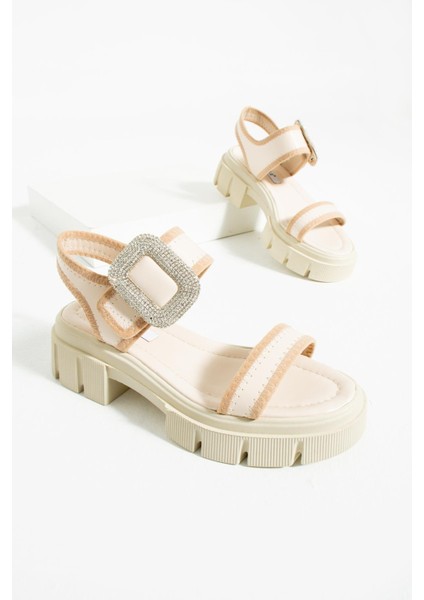 Meena Kadın Bej Taşlı Sandalet fiyatları