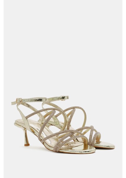 Sapin Kadın Altın Kordonlu Ince Topuklu Sandalet modelleri