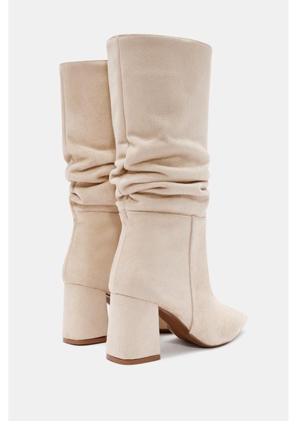 Luna Kadın Bej Sivri Burun Kalın Topuklu Çizme modelleri