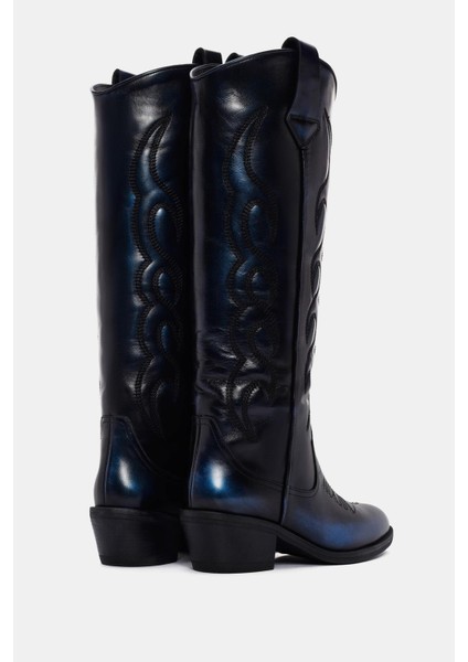 Slinky Kadın Mavi Metalik Gerçek Deri Western Çizme modelleri