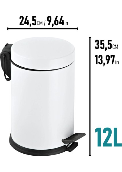 Renkli Paslanmaz Pedallı Çöp Kovası Beyaz 12 Lt fiyatları