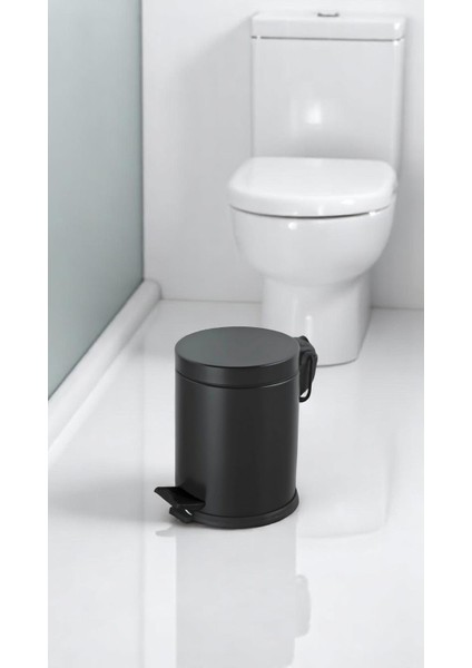 Renkli Paslanmaz Pedallı Çöp Kovası Siyah 5 lt modelleri