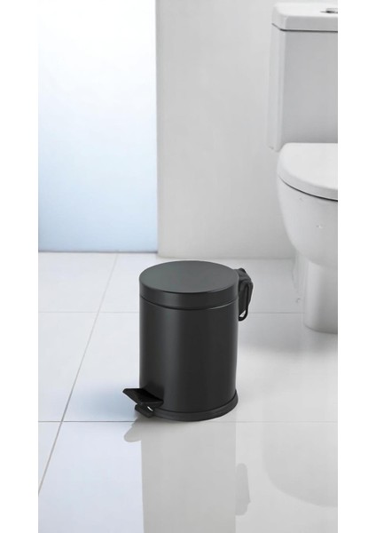 Renkli Paslanmaz Pedallı Çöp Kovası Siyah 5 lt indirimleri