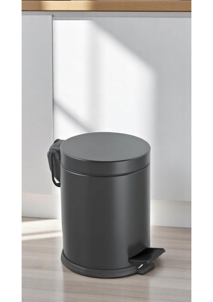 Renkli Paslanmaz Pedallı Çöp Kovası Siyah 5 lt