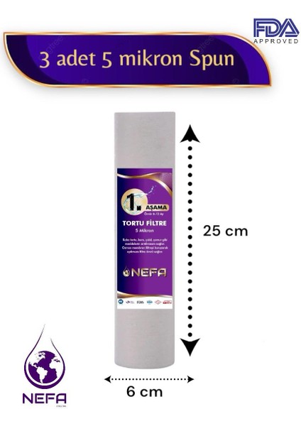 Su Arıtma 10'' 5 Micron 1. Aşama Spun Filtre (10 Adet) fiyatları