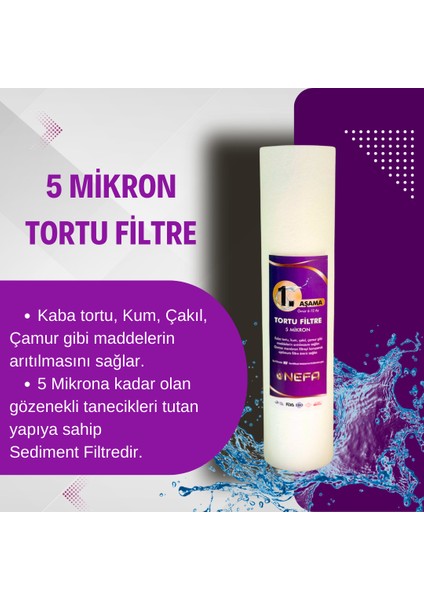 Su Arıtma 10'' 5 Micron 1. Aşama Spun Filtre (10 Adet) modelleri