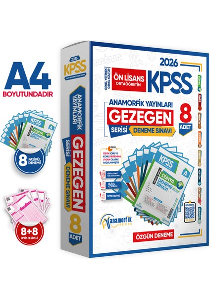 2024 KPSS Ön Lisans GY-GK Anamorfik GEZEGEN Serisi 8li Deneme Paketi Kurumsal TG Dijital Çözümlü