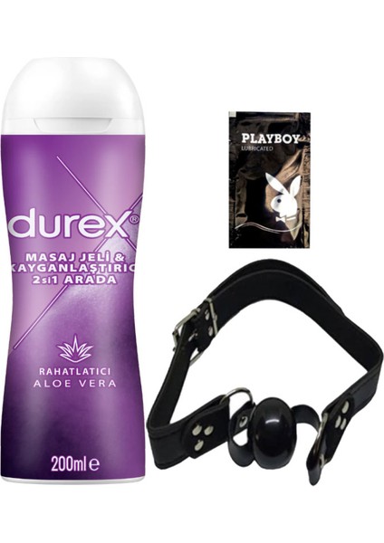 Aloe Vera 2'si 1 Arada Masaj & Kayganlaştırıcılı Jel + Siyah Deri Ağız Topu + Hediye